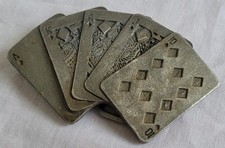 Unusual Playing Card Metal Belt Buckle - Straight Flush - c1996