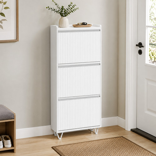Shoe cabinet white slim flip - slim, 3