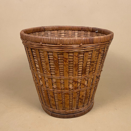 Bamboo basket bin planter - bamboo,