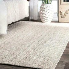 White Rug Natural Jute Hand