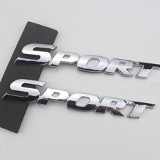 2PCS Metal Silver Sport Logo