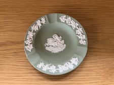 Vintage Wedgewood Greenand White Small Round Pin Dish or Trinket Tray