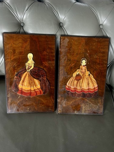 Vintage pair marquetry - vintage,