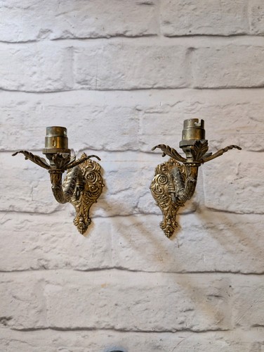 Vintage pair gilt brass - pair, of