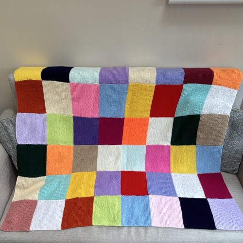 Knitted patchwork sofa throw - knitted,