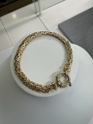 Yellow gold byzantine bracelet - yellow,