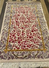 Tree of Life Floral Rug 100x150cm – Elegant Beige & Rose Carpet