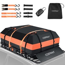 COSTWAY Roof Rack Cargo Carrier Heavy-Duty 130 x 91 x 17 cm Cargo Basket-Black