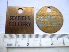 Miners Pit Check in brass x 2 NCB Seafield Colliery Kirkcaldy Scotland
