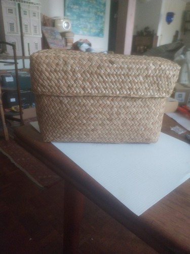 Beige rattan woven lidded - rattan,