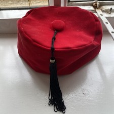 Havana Cigar Velvet Smoking Hat, Red, 20cm Wide, Quilted