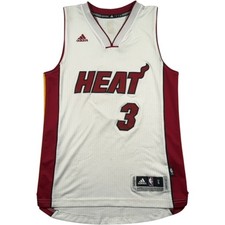 Adidas Miami Heat NBA Jersey Men's Small Dwyane Wade #3 White 2014 Retro