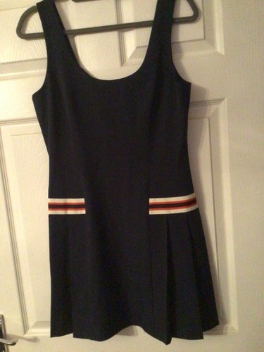 Ladies navy pleated - , pinafore