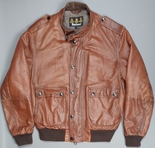 Barbour Mens A434 Burnished Flyer Mahogany Brown Soft Leather Jacket Large