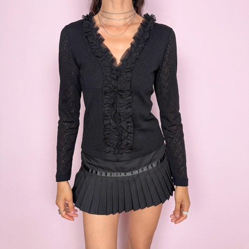 Vintage black lace - lace, ruffle