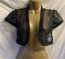 Coast Pure Silk Sheer Black Shrug Size Small Cropped Bolero Occasion Party Top