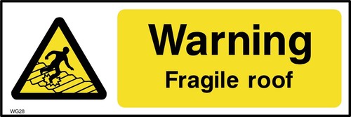Warning fragile roof sign - warning,