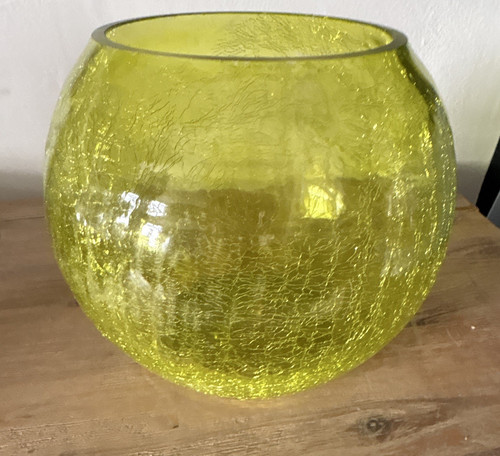 Unmarked crackle glass vase - glass,