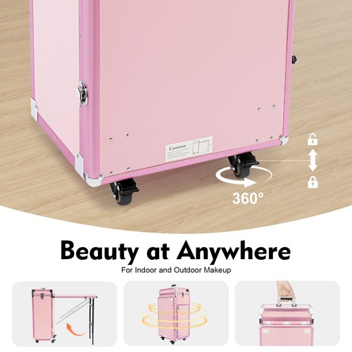 Rolling makeup train case with - case,