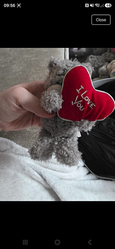 Grey red plush teddy - plush,