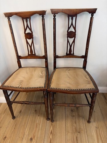 Pair antique wooden dining - pair,