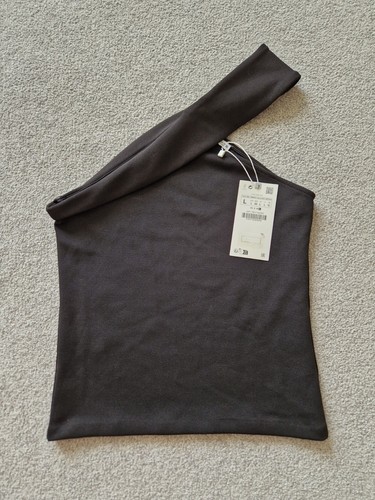 Zara one shoulder top black - black, l
