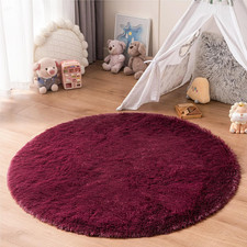 Burgundy Plush round Rug 4X4