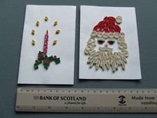 TWO VINTAGE HOME MADE 3D CHRISTMAS CARDS CRAFTED USING PAPER QUILLING TECHNIQUES