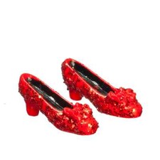 Dolls House Shoes Red Glitter