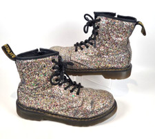 Dr Martens 1460 Glitter Boots UK 3 Silver EU 36 Zip & Lace AW501