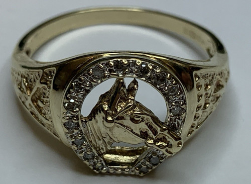 9ct gold diamond ser - diamond, horse