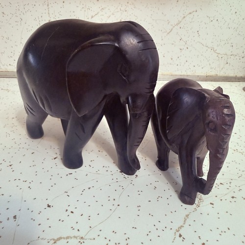 Mcm solid ebony wood - ebony, carved