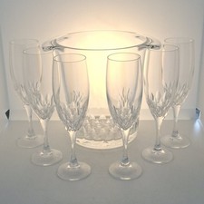 J G Durand Juan Crystal Champagne Flute Set of 6 with Ice Bucket