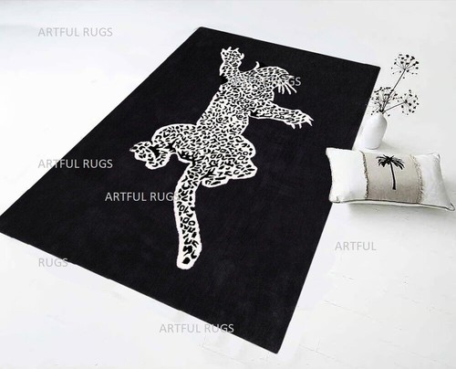 Hand tufted leopard wool rug - hand-tufted,