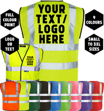 Logo/Text Custom Printed Hi-Vis High Viz Visibility Safety Vest/Waistcoat S-3XL