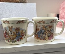 Pair Royal Doulton Bunnykins Celebrate Your Christening Handled Mug - Vintage