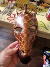 Vintage Hand Carved Wooden Giraffe Mask Wall Plaque/ Wall Art