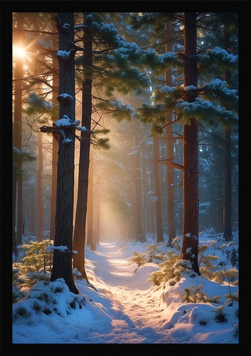Soft forest path framed - soft, wall