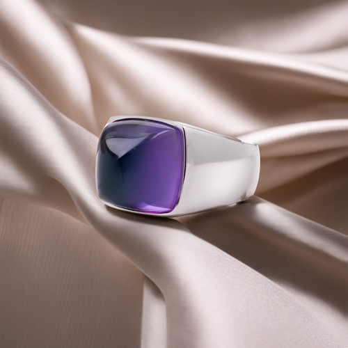 Natural amethyst mens ring - natural,