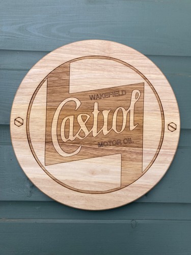 Engraved wooden castrol petrol - engraved,
