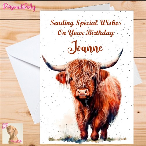 Personalised highland cow card - personalised,