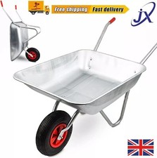 65L Heavy Duty Wheelbarrow Galvanised Home Garden Metal Cart with Pneumatic Tyre