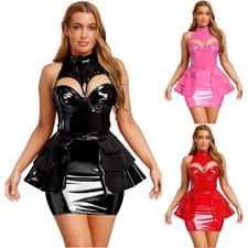 UK Womens Wet Look PVC Leather