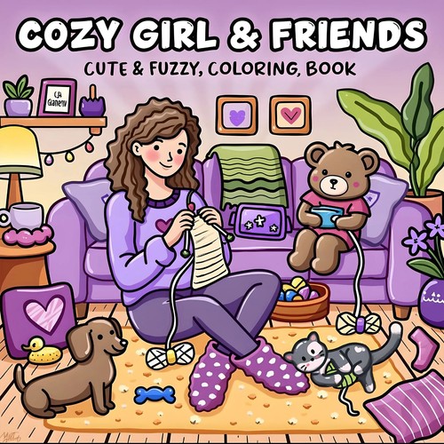 Cozy girl friends coloring - &,