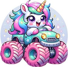 Unicorn Monster Truck Wall Art