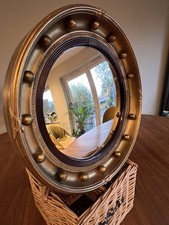 Vintage Black And Gold Round Fisheye Wall Mirror