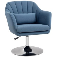 Stylish Linen Swivel Tub Chair – Blue – Steel Frame & Cushion Seat – Resealed