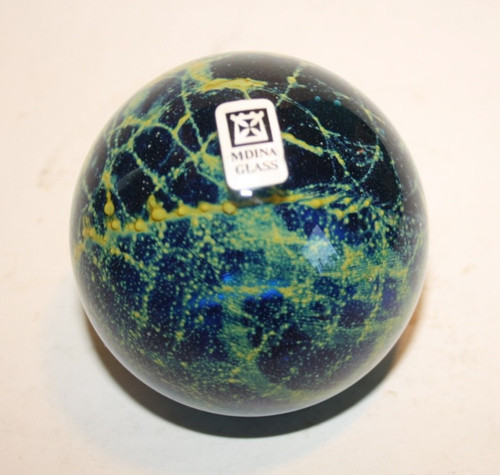 Mdina glass paperweight - , signed