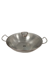 Fissler Stainless Steel Wok with Glass Lid 18/10 Germany 38cm