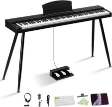 88 Key Semi Weighted Keyboard 128 Rhythm /Timbre Digital Piano with Pedal Black